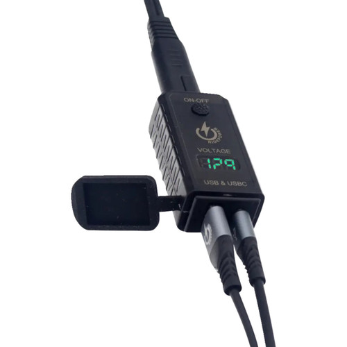Ridepower #RPSAEUSBUSBCADP - SAE to USB-C/USB Ports Adapter - Charger - Digital Voltage Indicator