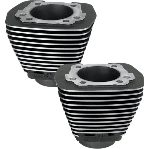 S&S Cycle #91-7710 - Cylinder - 3.500" - Wrinkle Black with Highlighted Fins - Evolution Big Twin