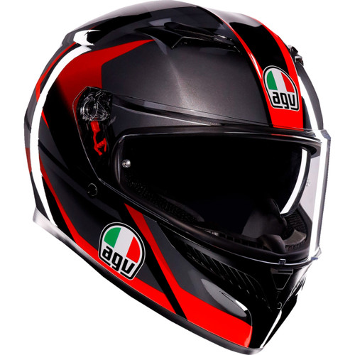 AGV #2118381004-018-M - K3 Helmet - Striga - Black/Gray/Red - Medium
