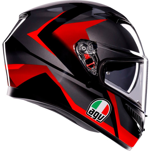 AGV #2118381004-018-M - K3 Helmet - Striga - Black/Gray/Red - Medium