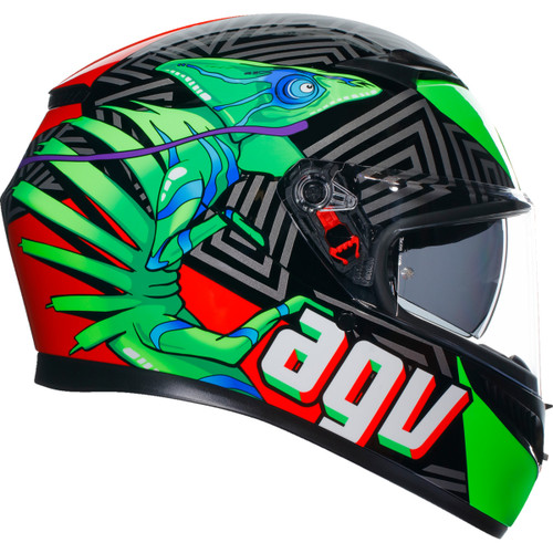 AGV #21183810040132X - K3 Helmet - Kamaleon - Black/Red/Green - 2XL
