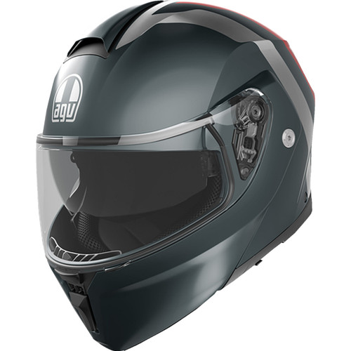 AGV #2118296002006S - Streetmodular Helmet - Resia - Matte Gray/Silver/Red - Small
