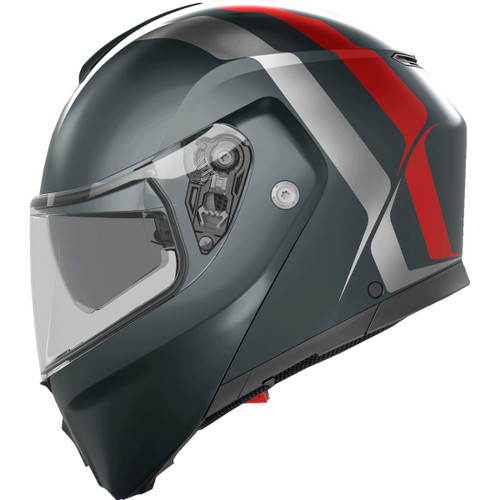AGV #2118296002006M - Streetmodular Helmet - Resia - Matte Gray/Silver/Red - Medium