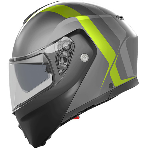AGV #2118296002007S - Streetmodular Helmet - Resia - Matte Gray/Black/Yellow Fluo - Small