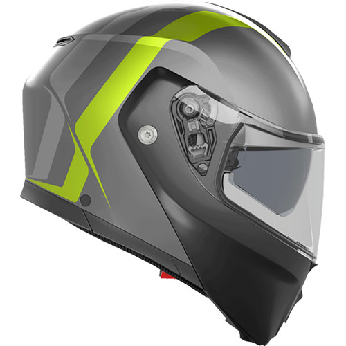 AGV #2118296002007M - Streetmodular Helmet - Resia - Matte Gray/Black/Yellow Fluo - Medium