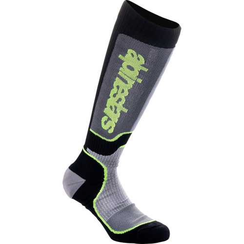 Alpinestars #4742324-175-ML - Youth MX Plus Socks - Black/Gray/Yellow - Medium/Large