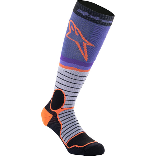Alpinestars #4701524-1207-L - MX Pro Socks - Black/Gray/Purple/Orange - Large
