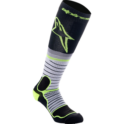 Alpinestars #4701524-175-L - MX Pro Socks - Black/Gray/Yellow - Large