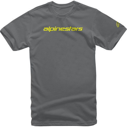 Alpinestars #12127202018522X - Linear Wordmark T-Shirt - Charcoal/Fluorescent Yellow - 2XL