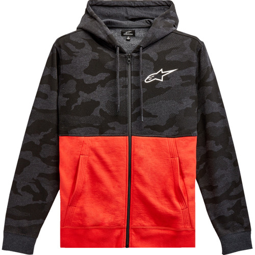 Alpinestars #1213510501816XL - Camo Block Hoodie - Charcoal Heather/Warm Red - XL