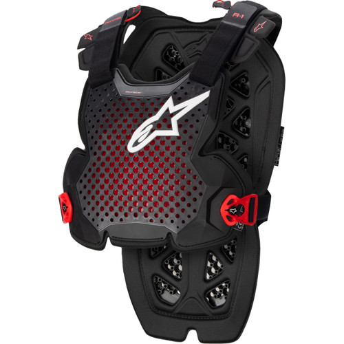 Alpinestars #67001231431XL2X - A-1 Pro Chest Guard - Anthracite/Black/Red - XL/2XL