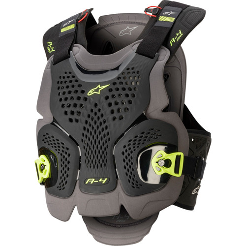Alpinestars #67015201155XS/S - A-4 Max Chest Guard - Black/Anthracite/Yellow Fluo - XS/S