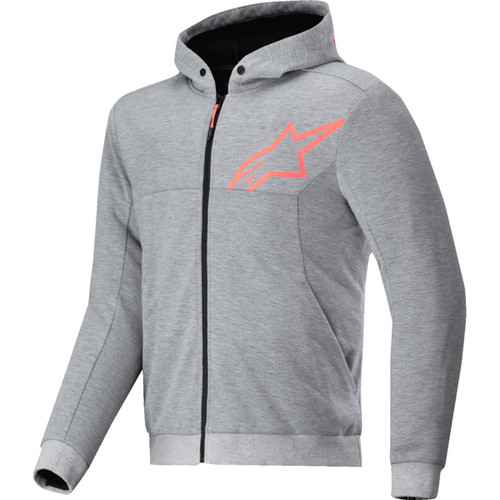 Alpinestars #4200325-9199-L - Chrome v2 Sport Hoodie - Heather Gray/Red Fluo - Large