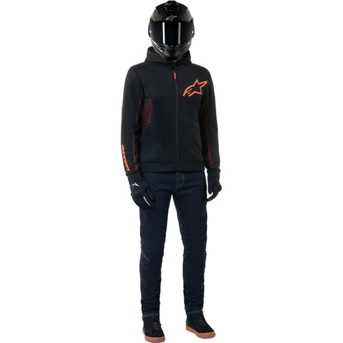 Alpinestars #4200425-1030-L - Chrome Air Sport Hoodie - Black/Red Fluo - Large