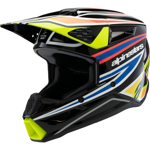 Alpinestars #8302025-1574-YM - Youth SM3 Helmet - Wurx - Gloss Black/Yellow Fluo/Blue/Red Medium