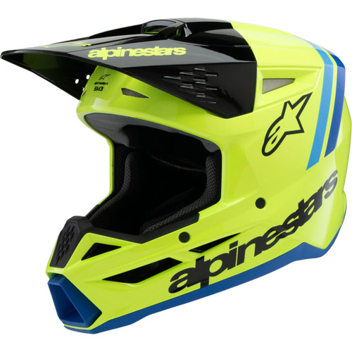 Alpinestars #8301825-5017-YM - Youth SM3 Helmet - Radium - Gloss Yellow Fluo/Black/Blue - Medium