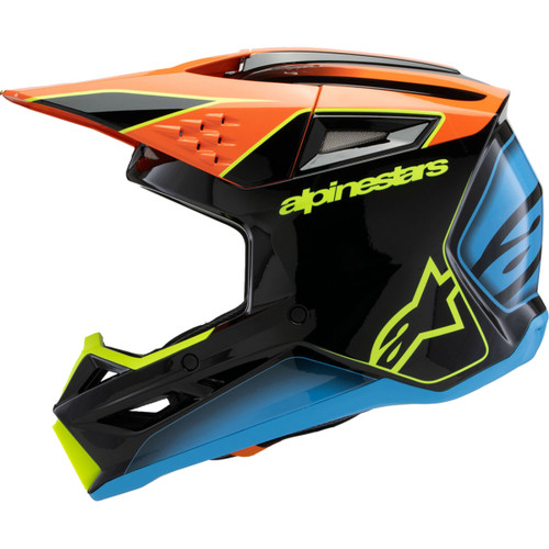 Alpinestars #8301625-1455-YL - Youth SM3 Helmet - Fray - Gloss Black/Orange/Yellow Fluo - Large