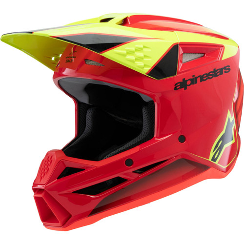 Alpinestars #8301625-3051-YL - Youth SM3 Helmet - Fray - Gloss Red/Yellow Fluo/Black - Large