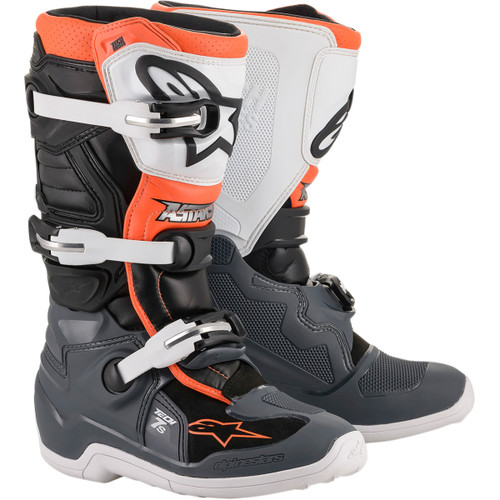Alpinestars #2015017-1124-2 - Youth Tech 7S Boot - Black/Gray/White/Orange Fluorescent - US 2 / EU 34