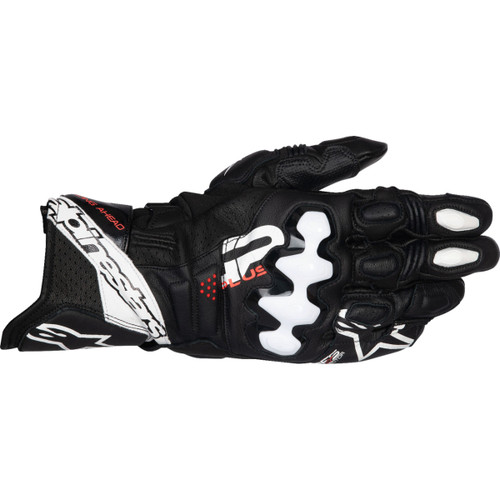 Alpinestars #3550825-12-2X - GP Plus R V3 Leather Gloves - Black/White - 2XL