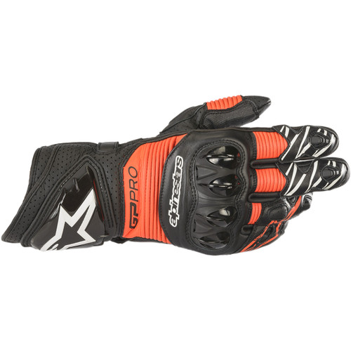 Alpinestars #3556922-1030-M - GP Pro RS3 Gloves - Black/Fluo Red - Medium