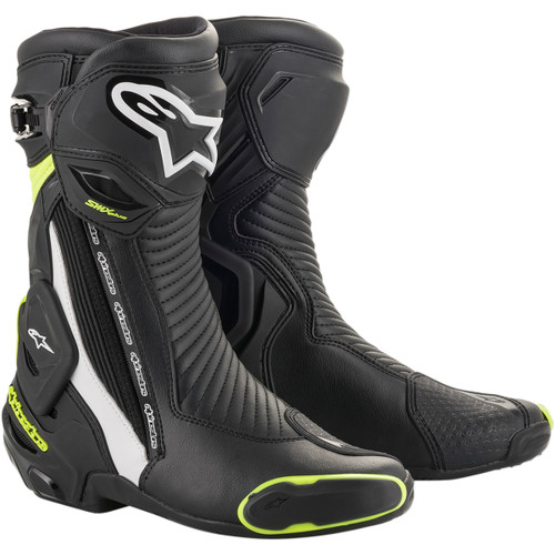 Alpinestars #2221019-125-47 - SMX Plus Boots - Black/White/Yellow Fluorescent - US 12 / EU 47
