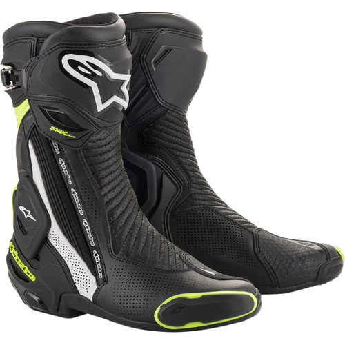 Alpinestars #2221119-125-41 - SMX Plus Vented Boots - Black/White/Yellow - US 7.5 / EU 41