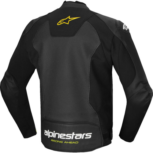 Alpinestars #3103625-125-52 - Faster v3 Airflow Leather Jacket - Black/White/Yellow Fluo - US 42 / EU 52
