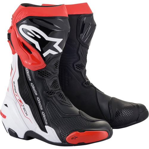 Alpinestars #2220021-123-44 - Supertech R Boots - Black/White/Red - US 9.5 / EU 44
