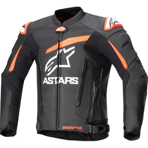 Alpinestars #3100524-1321-54 - GP Plus v4 Leather Jacket - Black/Red Fluo/White - US 44 / EU 54