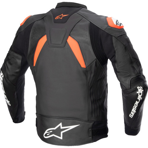 Alpinestars #3100524-1321-58 - GP Plus v4 Leather Jacket - Black/Red Fluo/White - US 48 / EU 58