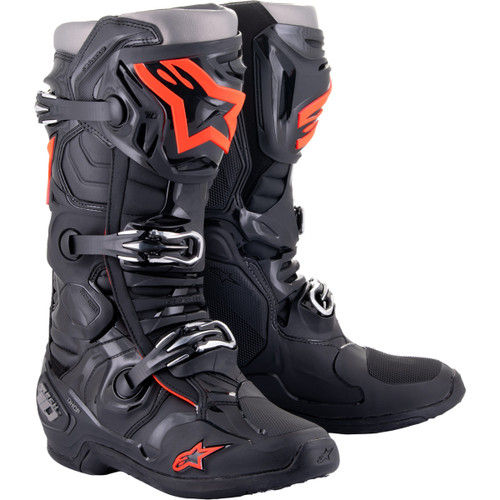 Alpinestars #2010020-1030-7 - Tech 10 Boots - Black/Red Fluorescent - US 7 / EU 40.5