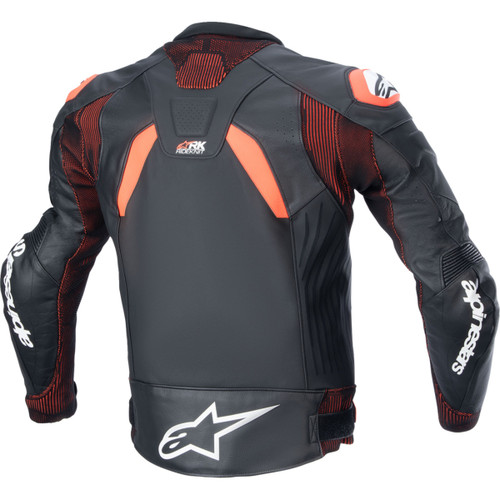 Alpinestars #3100324-1321-52 - GP Plus R v4 Rideknit® Leather Jacket - Black/Red Fluo/White - US 42 / EU 52