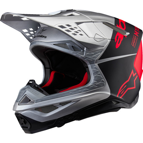 Alpinestars #8301023-1954-XL - Supertech M10 Helmet - Flood - MIPS® - Gloss Silver/Black/Orange Fluo - XL