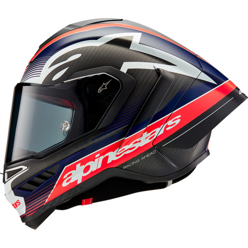Alpinestars #8200224-1383-L - Supertech R10 Helmet - Team - Matte Black/Carbon Red Fluo/Blue - Large
