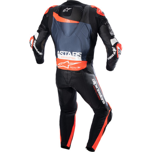 Alpinestars #3150523135750 - GP Plus v4 Leather Suit - Black/Red Fluo/Dark Blue - US 40 / EU 50