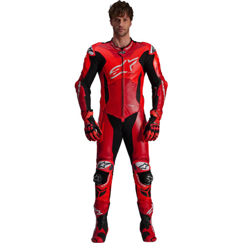 Alpinestars #3150225-3087-60 - GP Plus v4 Sprint 1-Piece Leather Suit - Red Fluo/Mid Red/White - US 50 / EU 60