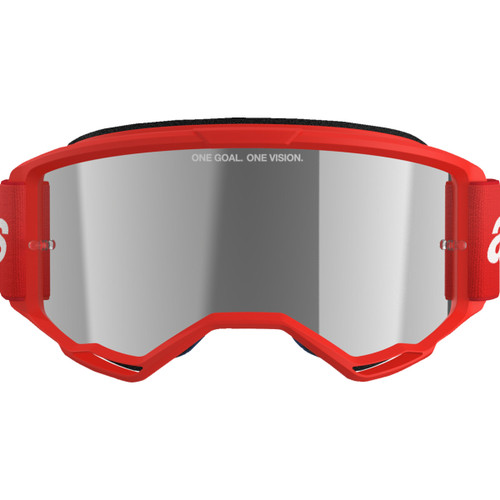 Alpinestars Goggles #5103325-3094 - Vision 3 Goggle - Wordmark - Red - Silver Mirror Lens