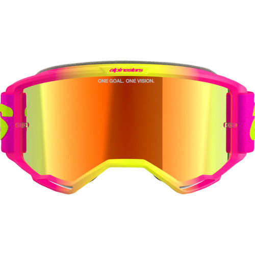 Alpinestars Goggles #5102425-3085 - Vision 5 Goggle - Wordmark - Pink/Yellow Fluo - Red Mirror Lens