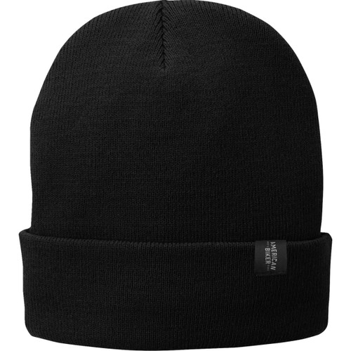 American Biker #ABBPISTON18H90BKOR - Mr Piston Flag Fleece-Lined Knit Beanie - Black
