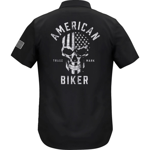 American Biker #ABBSAM07ST74BKMR - Biker Sam Lightweight Shirt - Black/White - Medium