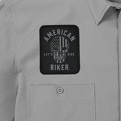 American Biker #ABBSAM11ST74GYMR - Biker Sam Lightweight Shirt - Gray/Black - Medium