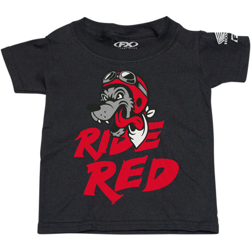 Factory Effex #23-83322 - Toddler Honda Ride Red Wolf T-Shirt - Black - 3T