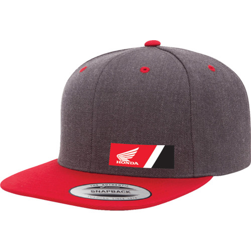 Factory Effex #27-86300 - Honda Wedge Snapback Hat - Heather Gray/Red