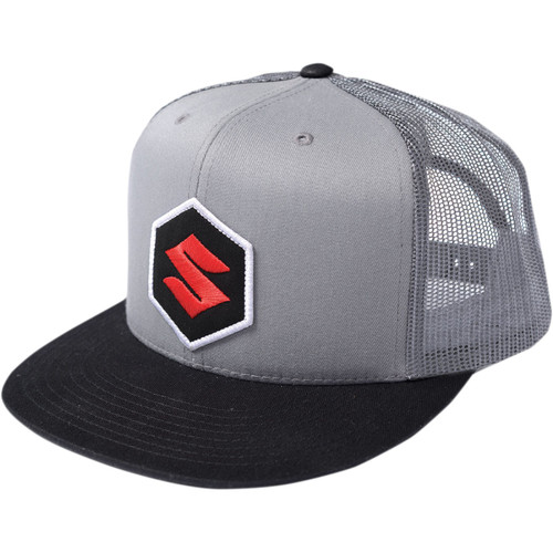 Factory Effex #18-86400 - Suzuki Mark Snapback Hat - Black/Gray
