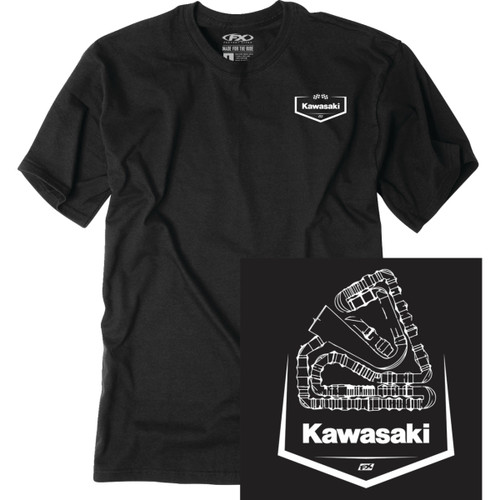 Factory Effex #28-87104 - Kawasaki Track T-Shirt - Black - Large