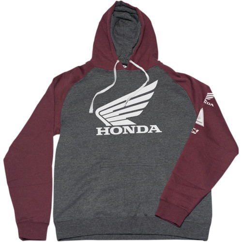 Factory Effex #22-88312 - Honda Wing Hoodie - Charcoal/Burgundy - Medium
