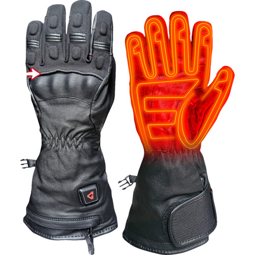 Gerbing Heated Clothing #GER-GVHK-7V-B-S - 7 V Hard Knuckle Battery Heated Gloves - Black - Small