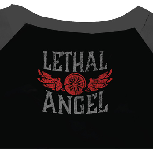 Lethal Threat #LA70203M - Women's Fast & Fearless Raglan Sleeve Shirt - Black/Gray - Medium