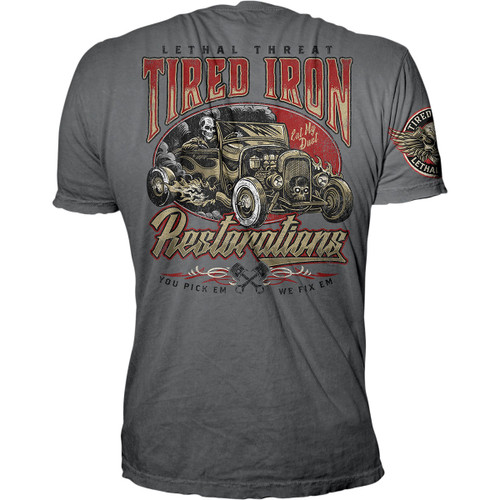 Lethal Threat #VV40174XXL - Vintage Velocity Tired Iron Restorations T-Shirt - Gray - 2XL